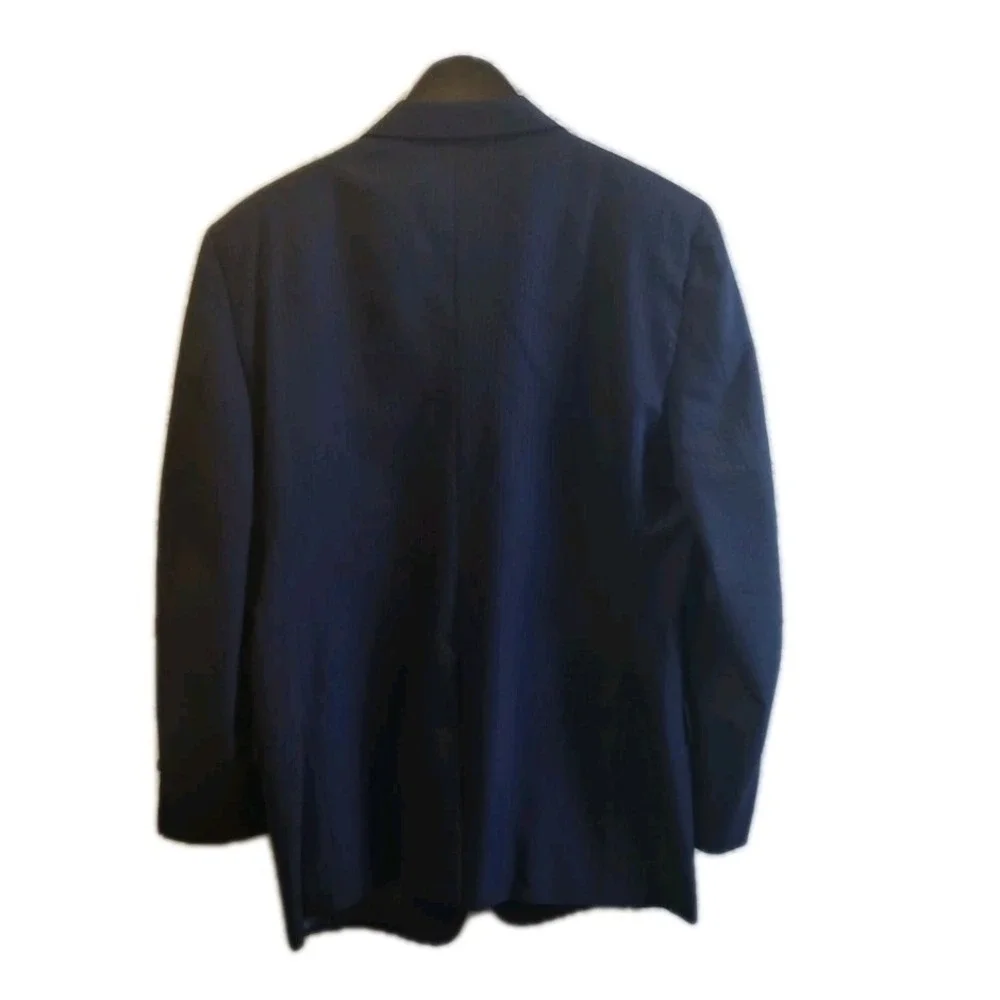 Vintage Christian Dior Woolf Brothers Navy Pinstripe Suit 42R 36x31 Wool 2 buttn